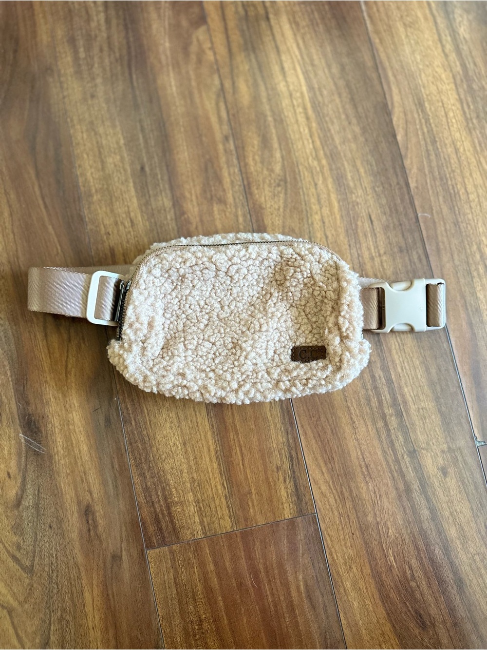 C.C Teddy Sherpa Belt Bag - Beige - Picture 7 of 10